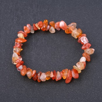 Bracelet Natural Stone Carnelian Chips on Elastic, diameter 8mm circumference 18.5cm