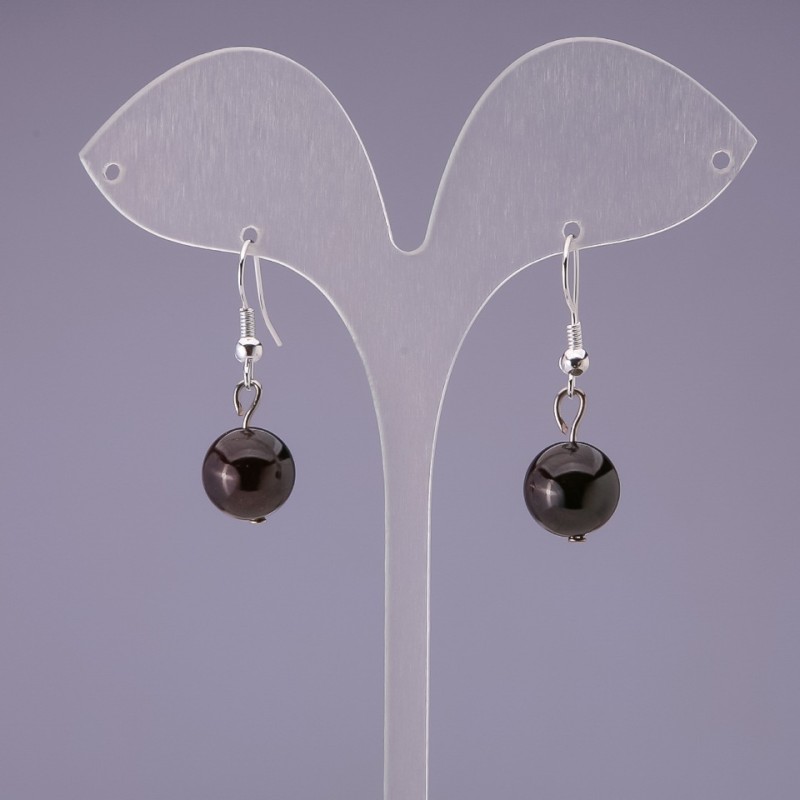 Garnet Natural Stone Earrings, Bead, Diameter 10+-mm, Length 3cm