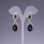 Blue Crystal Earrings, 4.5cm Length, Yellow Metal