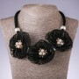 "Marigolds" Cord Necklace, Black Fashion Textile, 48-55cm length