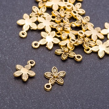 Finding Pendant Flower "Antique Gold", Diameter 10mm, Length 12mm, Hole Dia mm, Pack 20g +/-35pcs