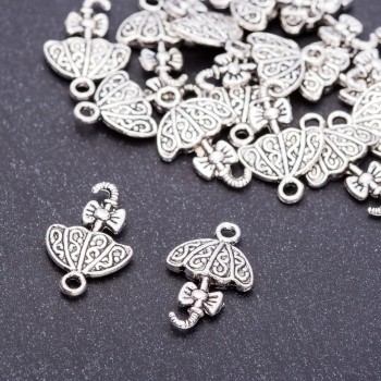 Finding Pendant "Umbrella", Diameter 13mm, Length 20mm, Hole Dia 3mm, Pack 20g +/-17pcs