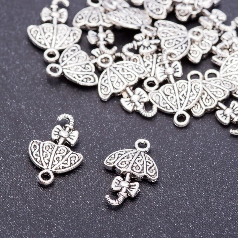 Finding Pendant "Umbrella", Diameter 13mm, Length 20mm, Hole Dia 3mm, Pack 20g +/-17pcs