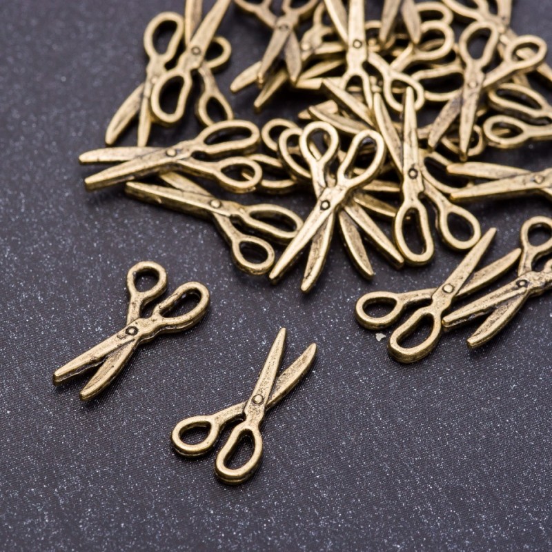 Finding Pendant Scissors "Bronze", diameter 8mm, length 18mm, hole diameter 3mm, pack 20g +/-41pcs