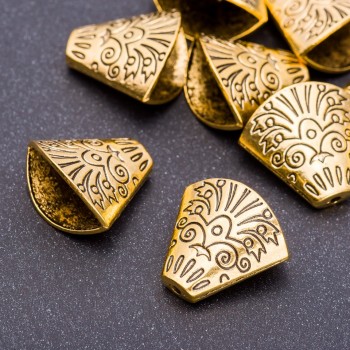 Bead Cap Finding, "Antique Gold", diameter 18x19x7mm, hole d. 5mm, pack 20g +/- 6pcs