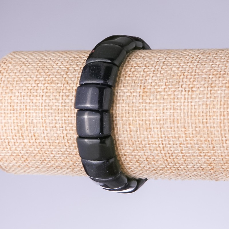 Aventurine "Blue Sand Cairo Night" Bracelet, Link 15x11mm on Elastic
