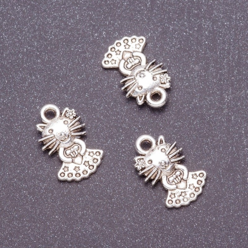Kitten Pendant Finding, Diameter 10mm, Length 17mm, Pack 20g +/- 21pcs