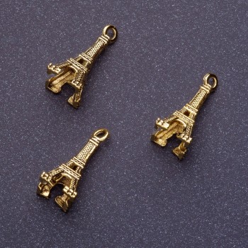 Eiffel Tower Pendant Finding L0mm d1-1.5mm, d2-8mm, Antique Gold Color, Pack 20g +/- 23pcs