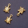 Turtle Pendant Finding, Length 18mm, Hole d1-1.5mm, Antique Gold Color, Pack 20g +/- 13pcs