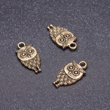 Owl Pendant Finding, Bronze Color, 9x18mm, Pack 20g +/- 18pcs