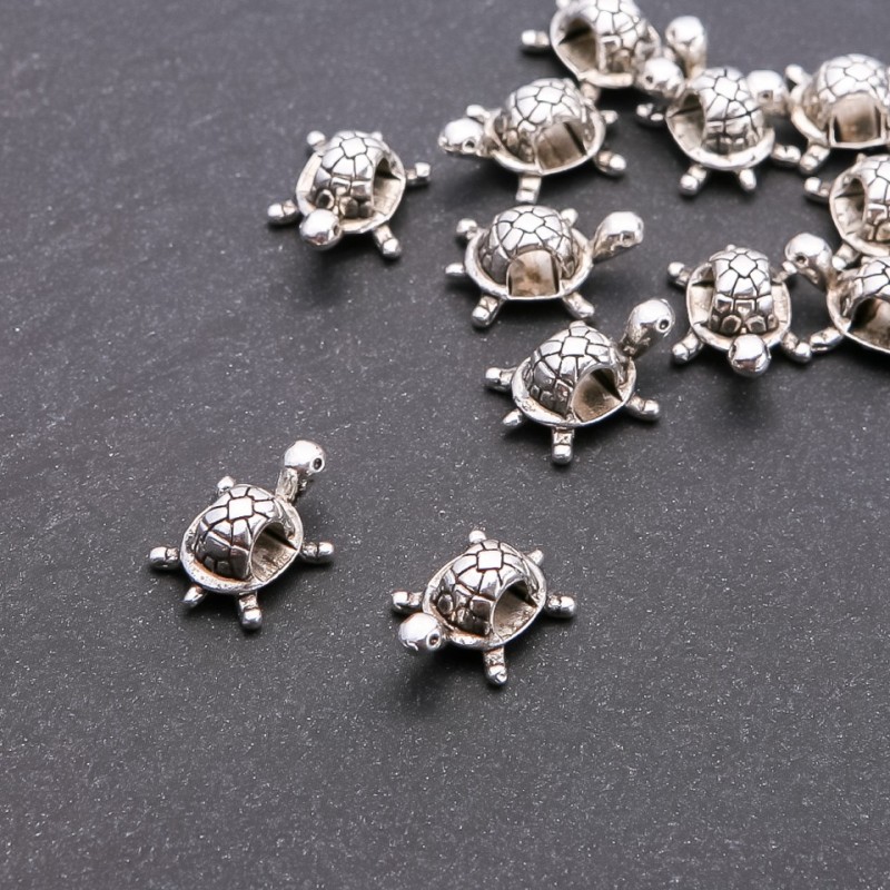 Turtle Charm Bead, Diameter 3.8mm, Length 13x19mm, Pack 20g, ±12pcs