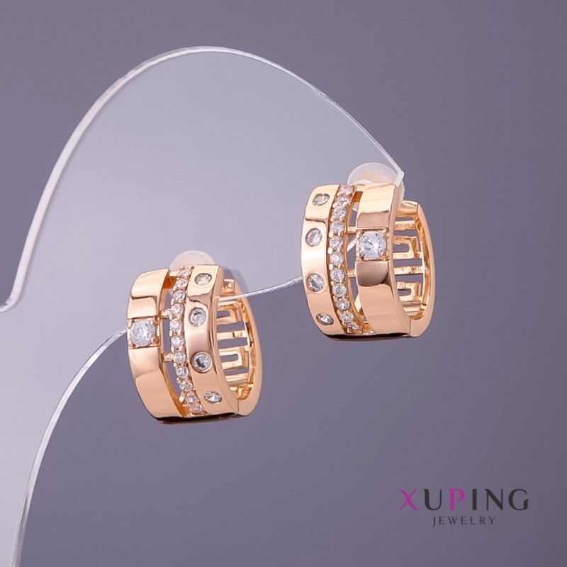 Xuping Earrings, 2mm 9mm Diameter, 15mm Length, Gold Color