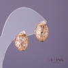 Xuping Earrings, White Stones, Diameter 11mm, Length 14mm, Gold Color