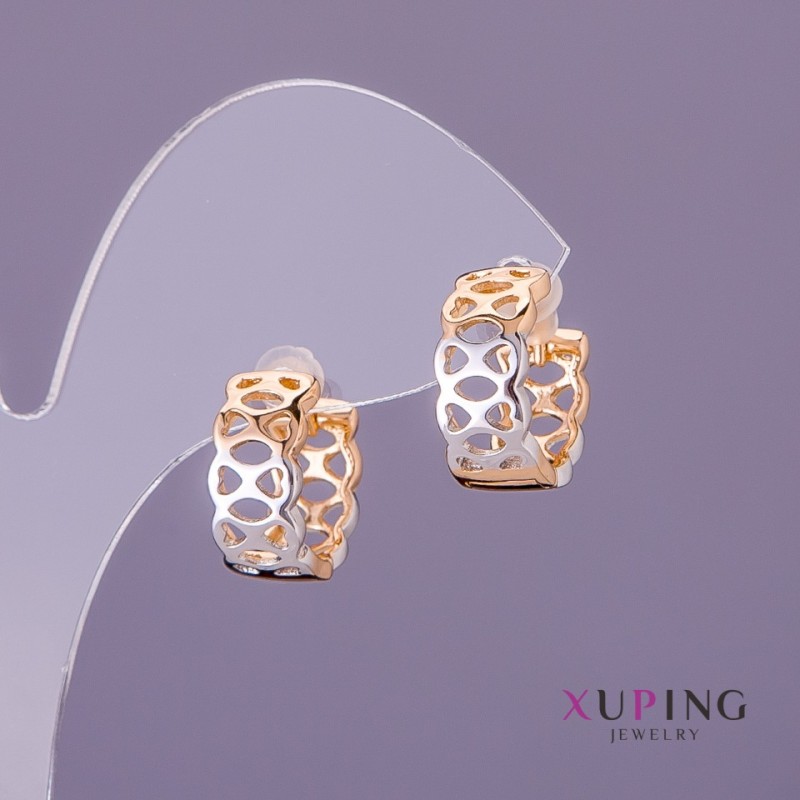 Xuping Earrings, Diameter 7mm, Length 15mm, Gold Silver Color