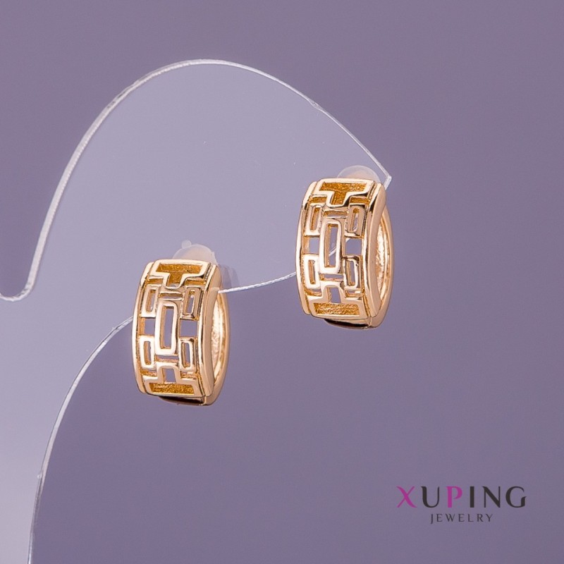 Xuping Earrings, Diameter 8mm, Length 15mm, 18K Gold Plated