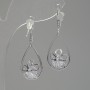 "Itaoliao" Drop Earrings with Crystals, diameter 14mm, length 31mm, silver color