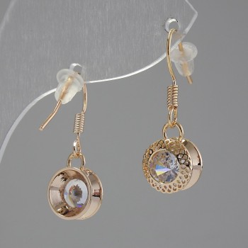 "Itaoliao" Earrings with Crystal, diameter 10mm, length 25mm, gold color
