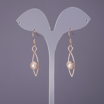 "Itaoliao" Earrings with Crystals, diameter 9mm, length 47mm, gold color