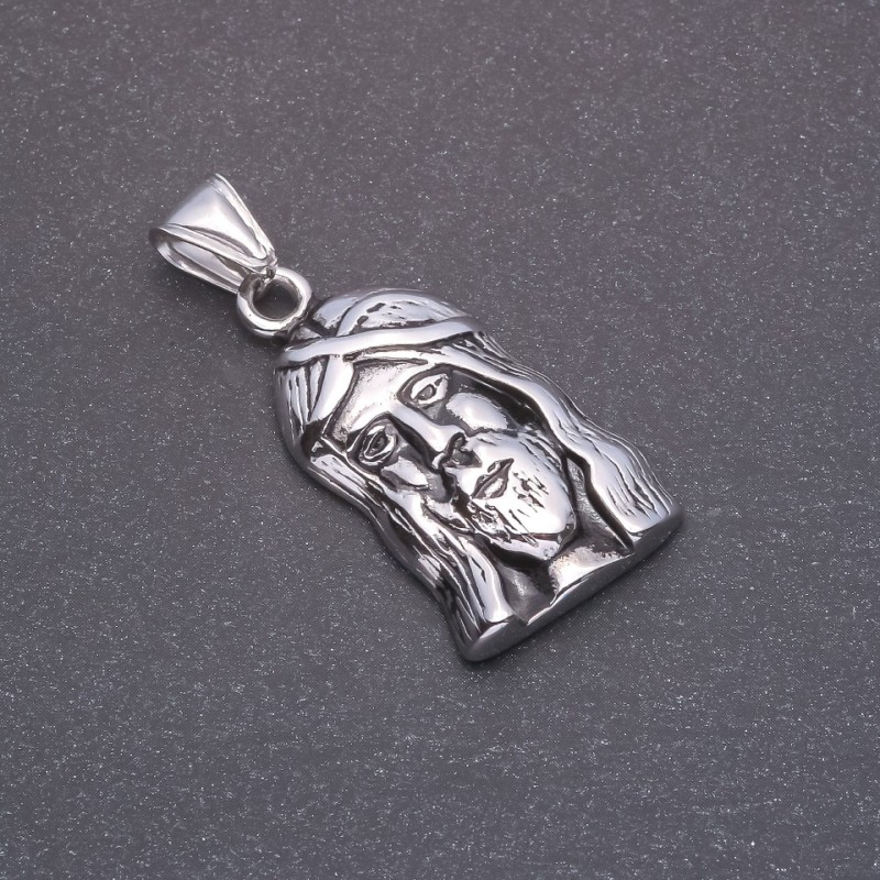 "Visage" Pendant, Gray Metal, 20x37x45mm