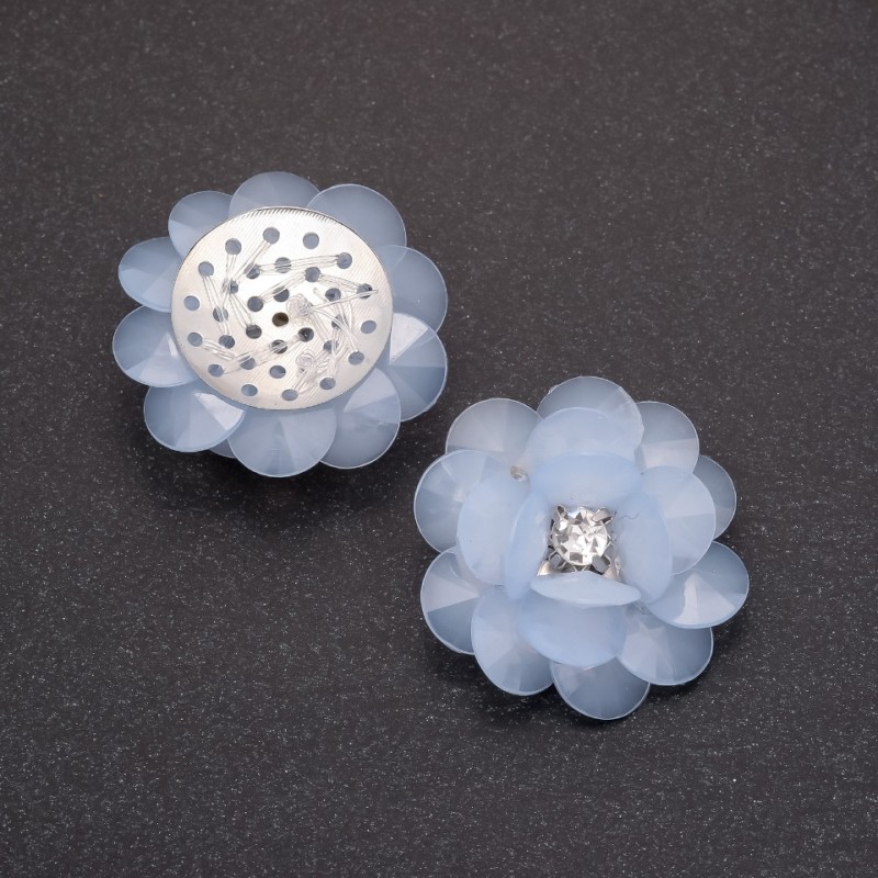 Jewelry Finding Applique Flower Acrylic Light Blue, diameter 30mm