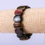 Natural Stone Bracelet Bull's Eye, Tiger's Eye, Hawk's Eye 18x13mm, 18cm Circumference, on Elastic