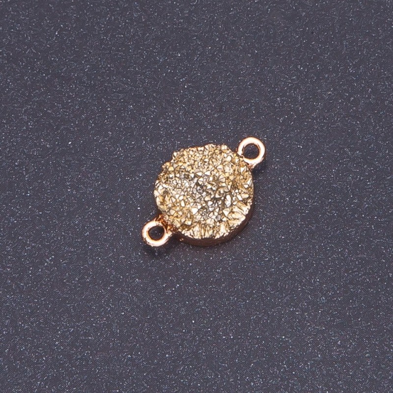Gold "Druzy" Connector, Acrylic "Gold", 14mm Diameter, L3mm