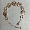 Gold-Tone Metal Bracelet with White Rhinestones, 12mm Diameter, 16mm + 3cm Extension Chain