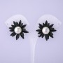 Black Flower Stud Earrings, 28mm Diameter