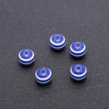 Blue Striped Bead Findings, Diameter 10mm, Pack of 34 pcs