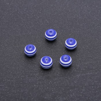 Blue Striped Bead Findings, Diameter 8mm, Pack of 70 pcs