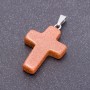 Cross Pendant, Aventurine Stone, Golden Sand, 18x25mm