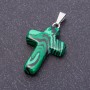 Cross Pendant, Malachite Stone (Pressed) 18x27mm