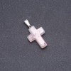 Pendant Cross, Pink Quartz Stone 25x18mm