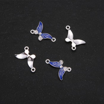Butterfly Connector Finding, Blue Enamel, 24x12mm, Pack of 4