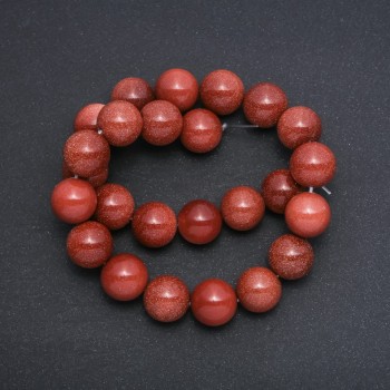 Beads Natural Stone Aventurine (Synthetic) "Golden Sand" Round, diameter 16mm, strand length 39cm