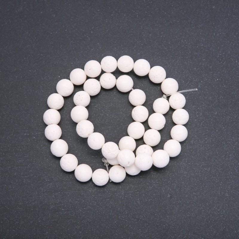 Sponge Coral Beads, White Round 10mm, Strand 39cm
