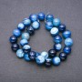 Strand Beads Natural Stone Blue Eye Agate Smooth Round, diameter 12mm+/-, length 37cm+
