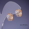Xuping Greek Pattern Earrings 13x7mm "18K Gold Plated", Rhodium