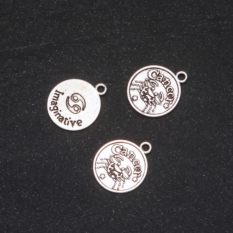 Findings Pendant Zodiac Cancer, diameter 17mm, package 20g +/- 15pcs