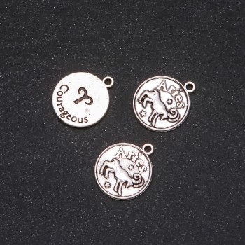 Findings Pendant Zodiac Aries, diameter 17mm, package 20g +/- 11pcs