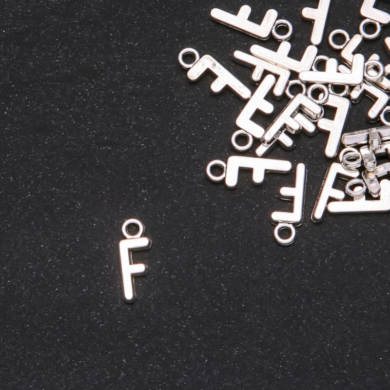 Jewelry Finding Pendant Letter "F" 17x7mm, pack of 20 grams (approx. 30 pcs)