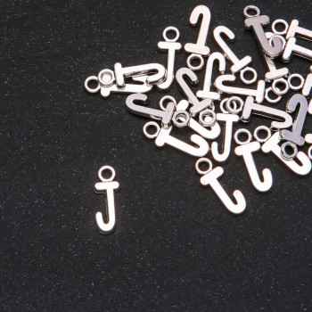 Jewelry Finding Pendant Letter "J" 17x7mm, pack of 20 grams (approx. 30 pcs)