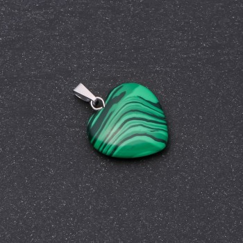 Heart Pendant Malachite (Pressed) 19x19x26mm