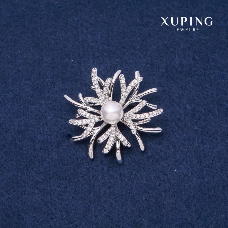 Xuping Winter Flower Brooch 40mm Rhodium