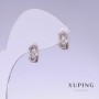 Xuping Earrings, 12mm Length, 4mm Thickness, Rhodium
