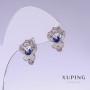 Xuping Butterfly Earrings with Blue Zircons, Length 15mm, Thickness 11mm, Rhodium