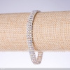 Three-Row Rhinestone "Chameleon" Bracelet, Width 7mm, Length 19cm, Silver