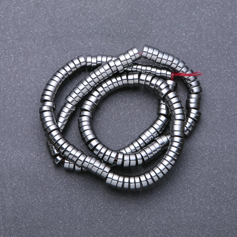 Hematite Smooth Rondelle Beads on a Strand, diameter 6x2mm, in-d, 5mm, length 40cm