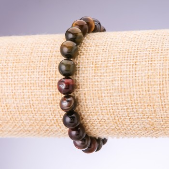Bracelet Bull's Eye, Tiger's Eye, Hawk's Eye, 8mm diameter on elastic