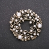 Wreath Brooch Pearl Beads "Antique Gold" Metal Color 45mm
